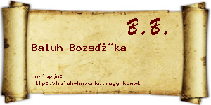 Baluh Bozsóka névjegykártya